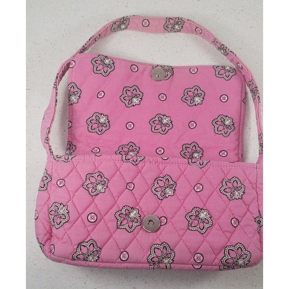 Vera Bradley Flamago Pink Small Flap Front Purse Shoulder Bag Cotton Quilted - Picture 10 of 16